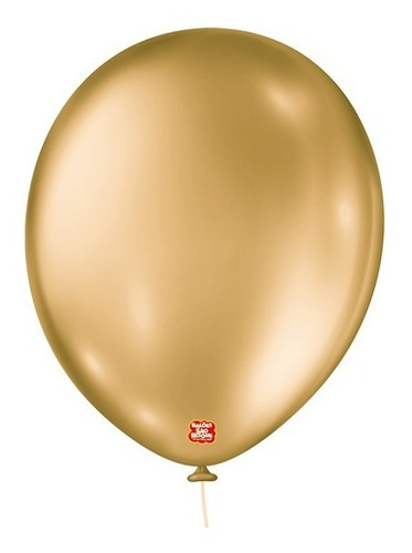 Balão Bexiga São Roque Metalizada N°11 Metallic Ballons C/25 Cor Dourado