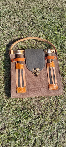 Set Asado Tablita+cuchi Y Tenedor+ Bolso Cuero Artesanales