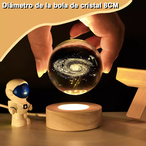 2 Luces Nocturnas Led Bolas De Cristal 3d Luna De Escritorio