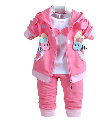 Yao 6m-4y 3pcs Bebe Nina Casual Sudadera Con Capucha Chaquet