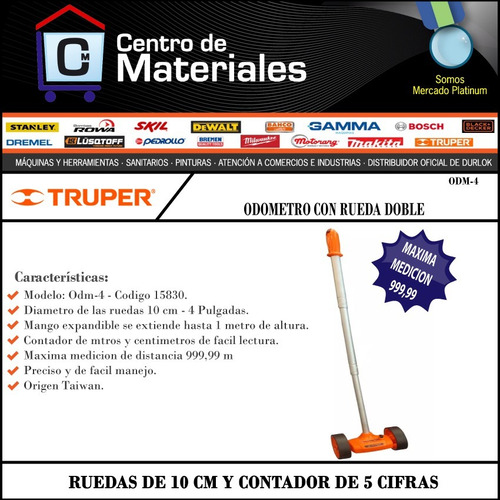 Odometro Profesional Truper 5 Digitos Rueda 10 Cm Cod 15830