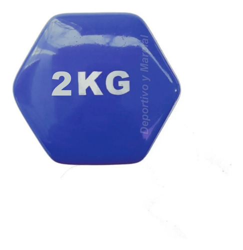 Imagen 2 de 6 de Mancuerna Recubierta Con Goma 2 Kg Pesa Gimnasio Importada