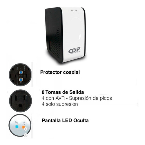 Imagen 6 de 6 de Cdp R2c-avr1008 Regulador Estabilizador 1000va/400w 8 Tomas