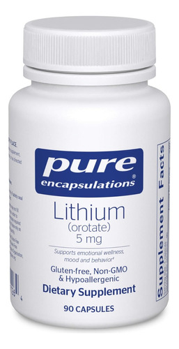 Orotato De Litio 5 Mg Pure Encapsulations 90 Cápsulas