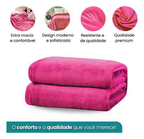 Cobertor Manta Fleece Casal Luxo Lisa Conforto Super Macia Veludo Antialérgica Cor Rosa