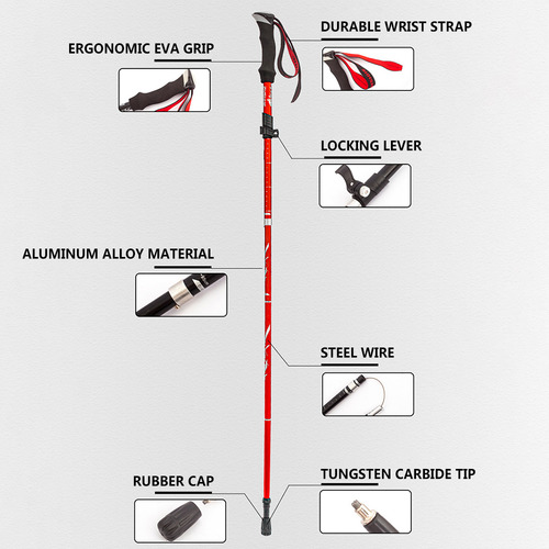 Sticks Walking, Bastón Plegable De Cinco Pliegues Para Acamp