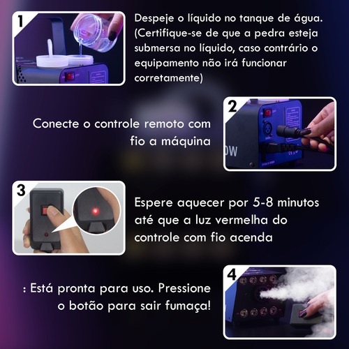 Kit Maquina de Fumaça 600w 220v Canhao 8 Leds Rgbw Controle Remoto com e Sem Fio Alcance Fumaça 4 Metros Onistek ON-MF808