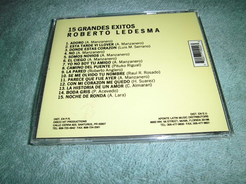 01 Cd: Roberto Ledesma: 15 Grandes Éxitos. (Usado)