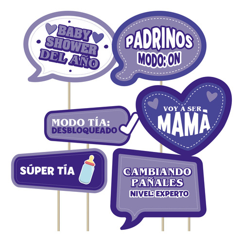 Kit Imprimible Baby Shower Cartelitos Photo Props 