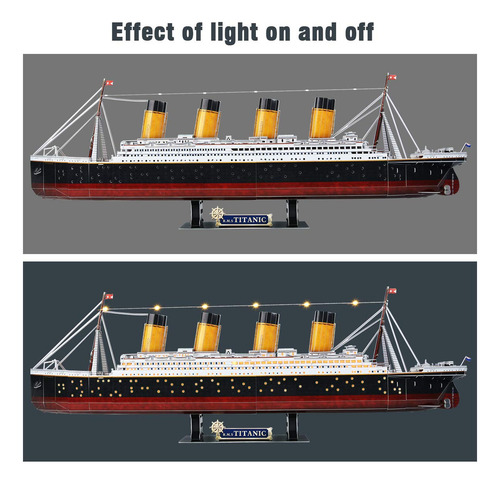 Puzzle 3d Cubicfun Led Titanic, Barco Grande De 35 Pulgadas