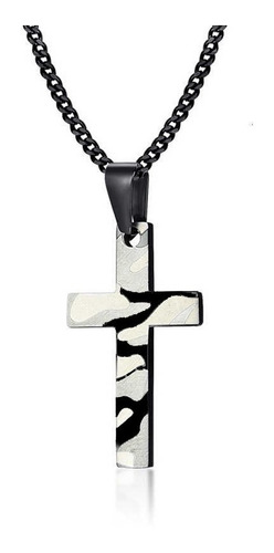 Imagem 1 de 5 de Colar Masculino Com Pingente Crucifixo Camuflado
