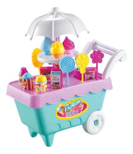 Juego De Tienda De Carrito De Helados De 19 Piezas Con