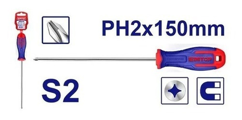 Destornillador Phillips Magnético Ph2x150mm Emtop Industrial