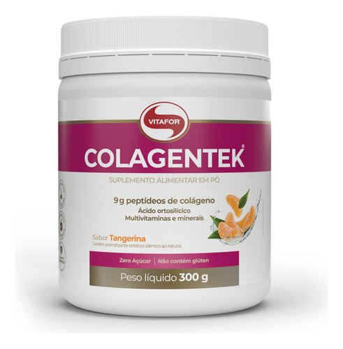 Colagentek Colágeno Hidrolisado 300g - Sabores - Vitafor Sabor Tangerina