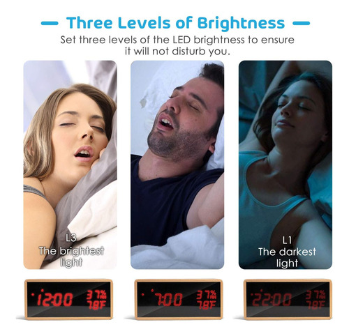 Meross - Despertador Digital Para Dormitorios, Reloj De Escr