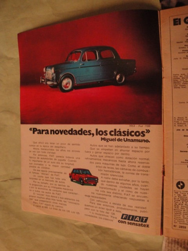 Publicidad Fiat 1100 Y Fiat 125 Año 1974
