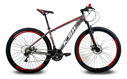 Bicicleta Ksw Aro 29 Freios Hidraulico 24v Câmbio Shima + K7 Cor Grafite C/ Vermelho