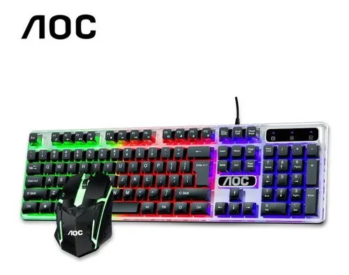 comprar Combo Mouse Y Teclado Computadora Laptop Luz Rgb Aoc Km100