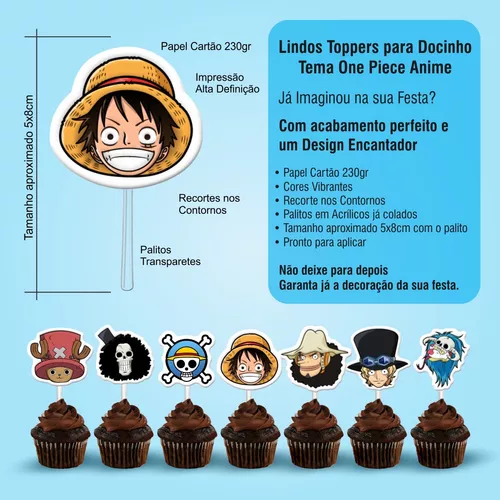 One Piece Luffy festa de aniversário topo de bolo design grátis