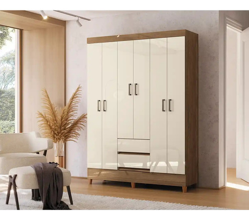 Ropero Placard 6 Puertas + 2 Cajones Armario Closet C/patas
