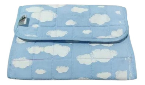 Porta Lenço Umedecido Fralda Pomada Bolsa Maternidade Bebê Cor Chevron Nuvem Azul