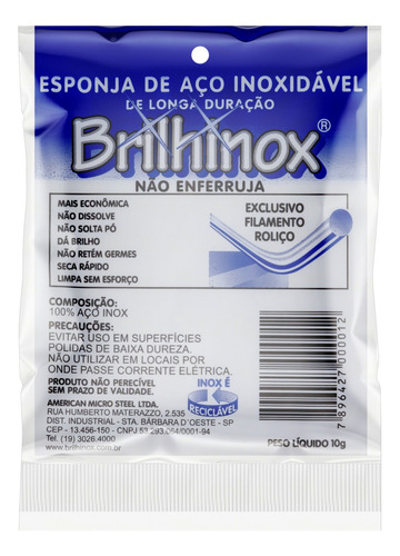 Esponja Aço Brilhinox 10g