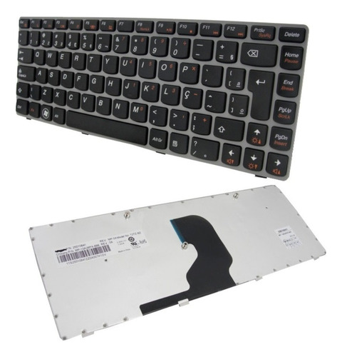 Teclado P/ Notebook Lenovo Ideapad Z460a Z460g Z460 Z450 Cor Preta E Cinza