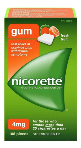 Nicorette Gum 105 Chicles Sabor Fresh Fruit Frutafresca 4 Mg