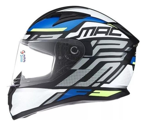 Jm Casco Integral Mac Speed Control Blanco Gris Rojo Mate