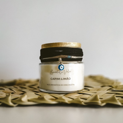 Imagem 2 de 5 de Vela Aromática De Soja Olho Grego Capim-limão