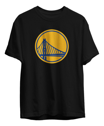 Remera Basket Nba Golden State Warriors Negra Logo Simple