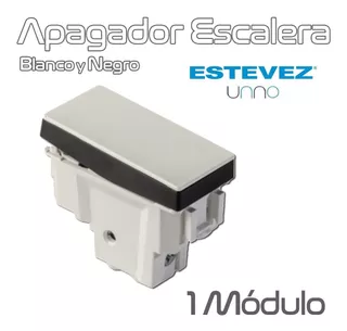 Apagador De Escalera Estevez Unno Blanco Y Negro 1 Módulo