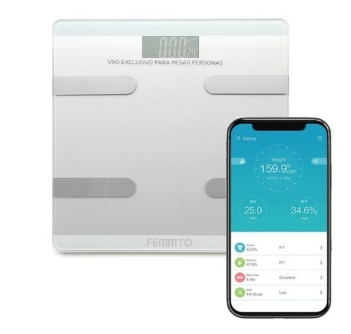 Balanza Digital Personal Baño Bluetooth Femmto 180kg Nueva