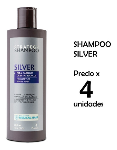 Shampoo Silver Strategy X 300 Ml Cabellos Grises O Blancos