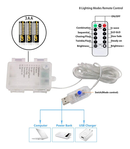 Luces De Cuerda De Estrella Twinkle 40 Led Spring Garden Usb