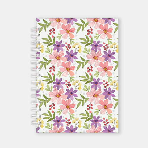 Cuaderno Espiral A5  Flores Bloom 80 Hojas Rayadas 