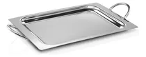 Comprar Bandeja De Servir Decorativa Acero Inoxidable Con Manijas Color Plateado