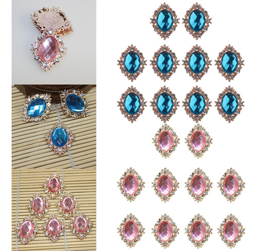 10pcs Rhinestone Flat Back Beads Button Scrapbook Embellment