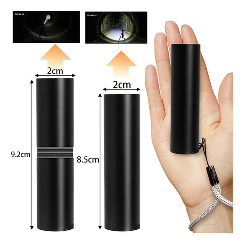 Mini Linterna Usb Impermeable Con Zoom Telescópico Portátil