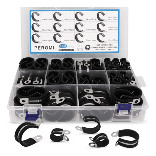 Peromi Kit Surtido De 140 Abrazaderas De Cable De Acero Inox