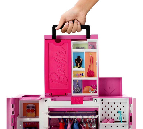 Conjunto Grande Armário Closet Dos Sonhos Boneca Menina Barbie 02 Andares - Acompanha Roupas E Acessórios - Inclui Looks Enfermeira Salva Vidas Espelho Corpo Inteiro E Lavanderia - Mattel Brinquedos