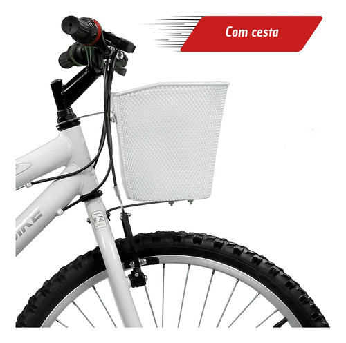 Bicicleta Aro 24 21 Marchas Com Cesta Mtb Bike Teen Feminina