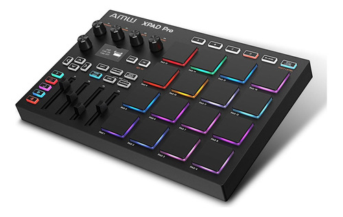 Amw Xpad Pro Controlador Midi Usb Oled Mpd Dj 16 Pads Knobs Cor Preto