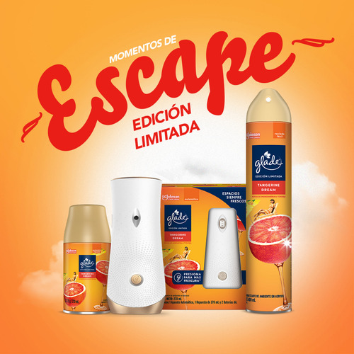 Aceites Naturales Glade Tangerine Aparato y 2 Repuestos 21ml