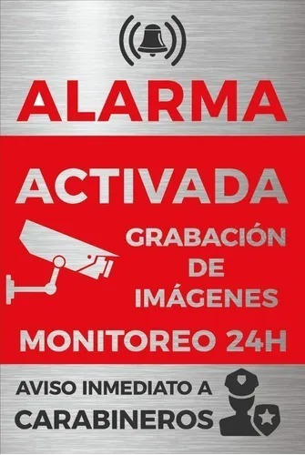 Señal Metalizada Alarma Activada Grab 24hrs 20x13cm B