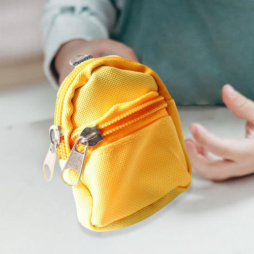 Mini Bolso De Muñeca Mochila Con Cremallera Amarillo
