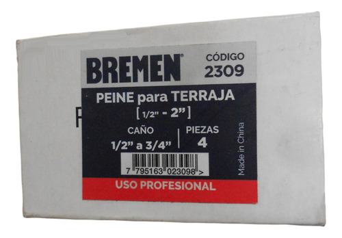 Set 4 Peines Para Terraja 1/2 - 3/4 PuLG Bremen 2309 Color Gris
