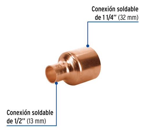 Cople Reducción Bushing Cobre 1-1/4 X 1/2 , Foset. 48873