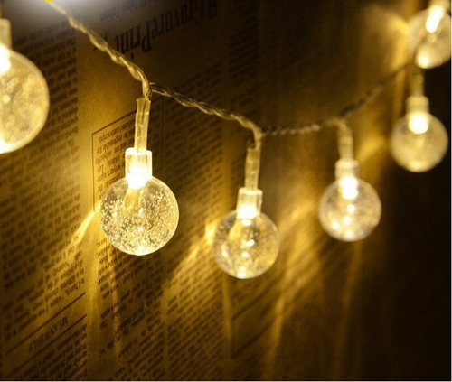 Luces Decorativas 20 Led Bolita Cristal 2 Metros A Pila