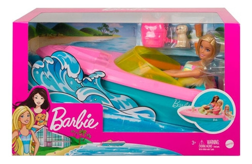 Barbie Lancha Con Muñeca Y Perrito.